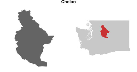 Chelan County (Washington) blank outline map set