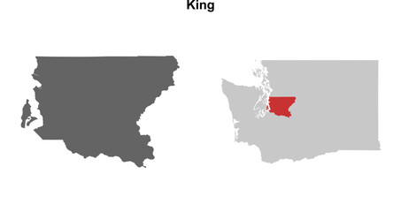 King County (Washington) blank outline map set