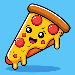 cartoon illustration of a pizza