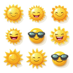 Happy Sunshine Emoji Smiling Faces Vector Illustration