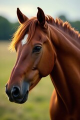 Naklejka premium Short, wavy brown horsehair, visible follicles, equine, hair, horse