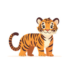 Naklejka premium Playful and Adorable Cartoon Tiger Cub Character Illustration for Design Projects