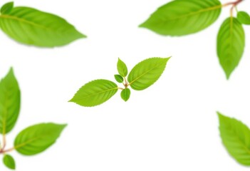 Obraz premium Single vibrant green plant, isolated on pure white backdrop, photography, illustration