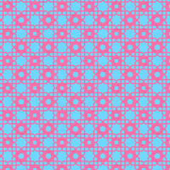 Fototapeta premium Colorful geometric pattern with pink and blue shapes creating a vibrant background