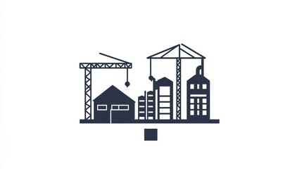 Industrial construction site silhouette