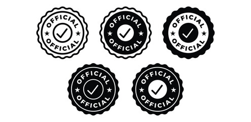 Official Seals with Checkmarks Icon Set Vector Design Illustration Template