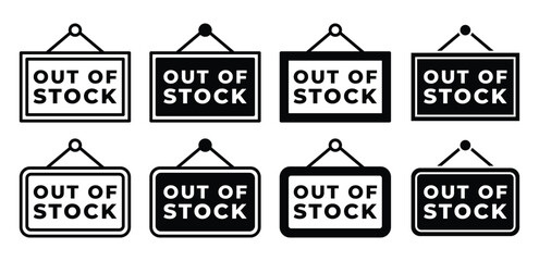Out of Stock Signs Hanging Vector Design Illustration on White Background
