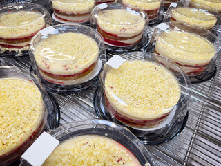 Cakes in market display