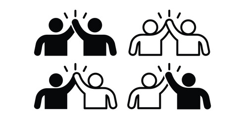 People High Five Icon Set Teamwork and Collaboration Vector Design Illustration
