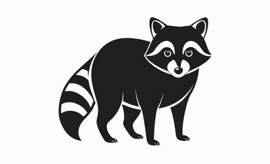 Raccoon silhouette, black raccoon vector illustration, wildlife animal art