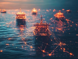 Autonomous ships navigating global shipping routes to optimize fuel efficiency, Autonomous Vehicles, Sustainable and innovative