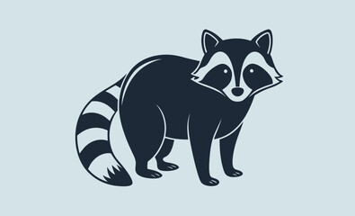 Obraz premium Raccoon silhouette, black raccoon vector illustration, wildlife animal art