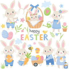 Easter Bunny, Vintage Easter Rabbit, Blue, Classic