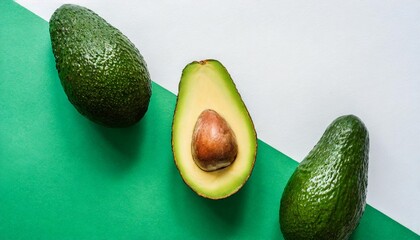 Creative Avocado Layout on White and Green Background