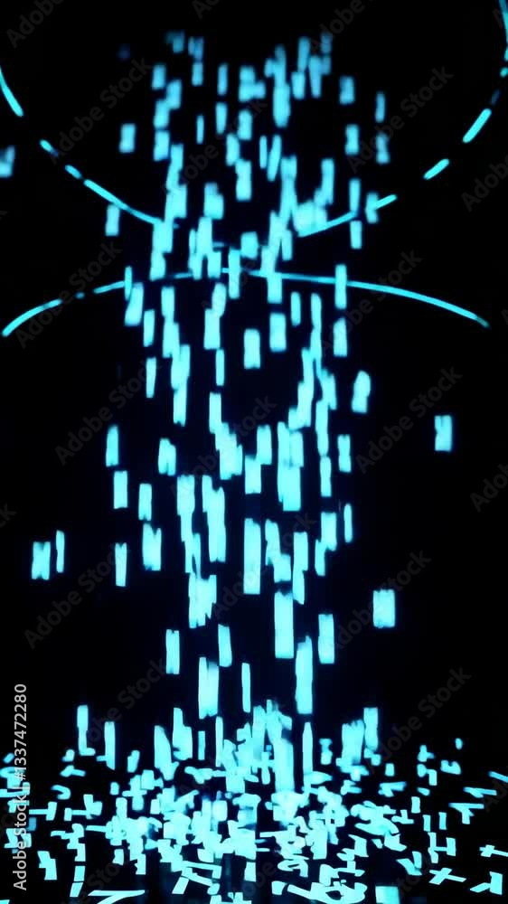 Poster dynamic flow of glowing neon particles creating fluid motion in abstract digital art