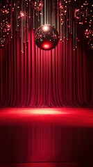 Disco Ball Under Red Curtains	