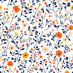 Ditsy Floral Pattern Vector Illustration Isolate