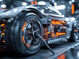Fototapeta premium Engineers developing charging infrastructure to support the growth of electric vehicles, EV Charging Infrastructure, Scalable and essential