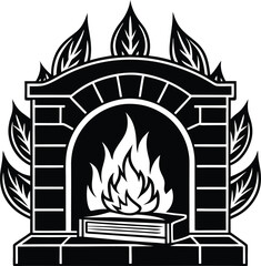 fireplace with burning fire