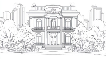 Elegant Mansion Sketch Cityscape
