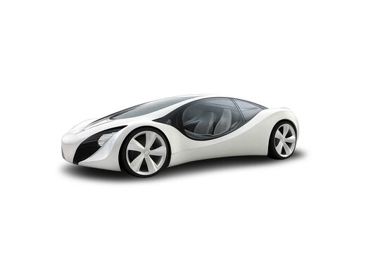 Futuristic autonomous car side view - future technology concept - 3D illustration