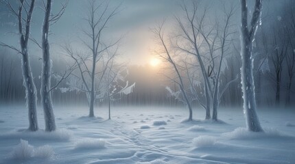 Naklejka premium A serene and majestic winter forest landscape