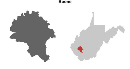 Boone County (West Virginia) blank outline map set