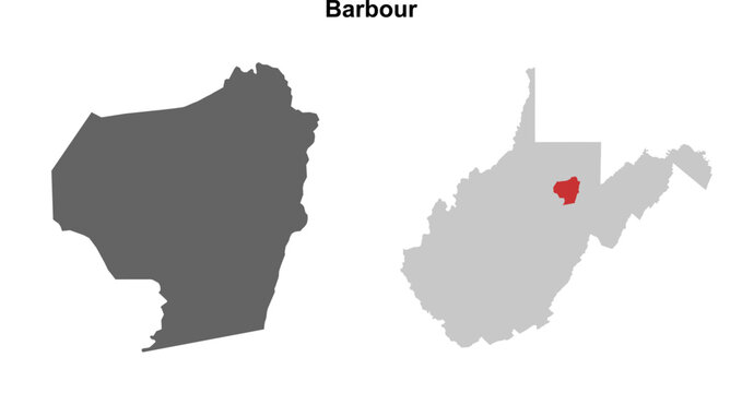 Barbour County (West Virginia) blank outline map set
