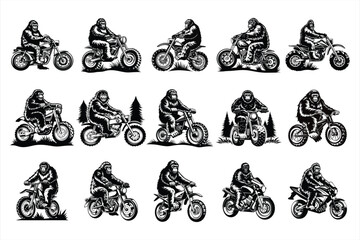 Naklejka premium Bigfoot Riding Bike Premium