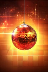 Hanging orange disco ball with grid light	