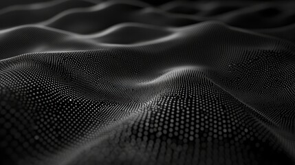 Naklejka premium A dark, shadowy background with interconnected dots and lines forming a geometric pattern. A 3D image. 