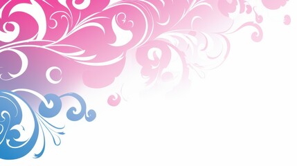 Vibrant pink and blue swirls with white and blue dots, dynamic colors and patterns evoking excitement and movement.