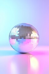 Mirror disco ball on pastel background	