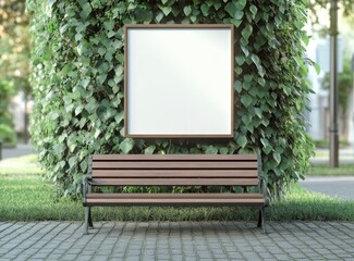 Bench and Poster Mockup in Lush Green Park for Advertisement
