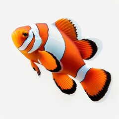 Create a vibrant di cut of a clownfish, showcasing its bright colors against a  white backdrop for a stunning visual.