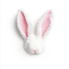 Obraz premium Rabbit Ears Sticking Out from White Banner on White Background – Minimalist Easter Concept