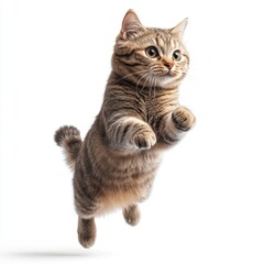 Fototapeta premium jump shorthair cat isolated on white background