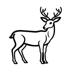 Obraz premium Deer icon standing calmly in nature, wildlife concept