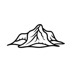 Desert mountain icon with rocky terrain, nature exploration concept