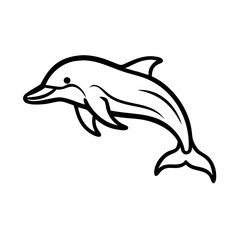 Obraz premium Dolphin icon swimming happily in ocean, marine life concept