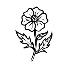 Black and white flower icon with petals, nature beauty concept