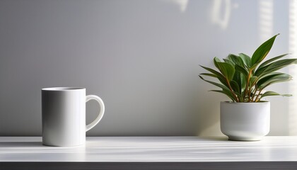 cup of coffee with pot of leaves