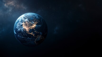 Obraz premium Earth View From Space Showing City Lights in North America