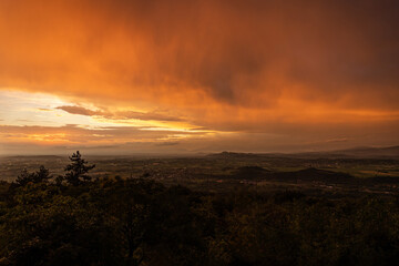 vista panoramica su parte del territorio tra pianura e collina, nella regione Friuli Venezia...