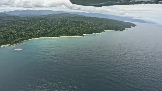 Landscape themes: Aerial view of Mangrove islands near Cabo Codera on a sunny day in Miranda State, Venezuela.