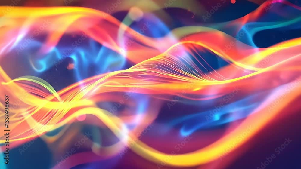 Poster vibrant light waves dancing through creative color patterns in mesmerizing display of motion and ene