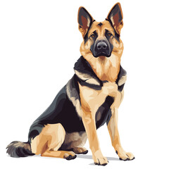Obraz premium German Shepherd Dog Full Body Vector Illustration