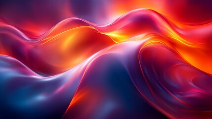 Obraz premium Abstract vibrant red, orange, and blue liquid wave background.