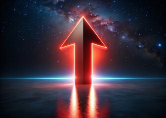 3D Red Arrow Night Photography -  Glowing Directional Pointer for Design
