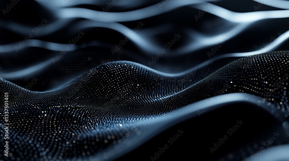 Poster abstract dark blue wave background digital art modern design elegant texture particle flow smooth su